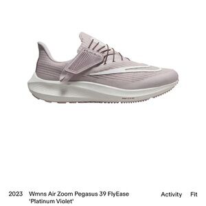 Nike air zoom pegasus platinum violet flyease women sz 9